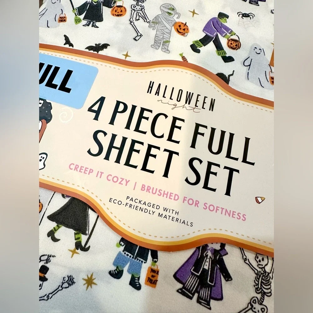 🦋 Halloween Monster Parade Sheet Set 4 PIECE FULL SHEET SET